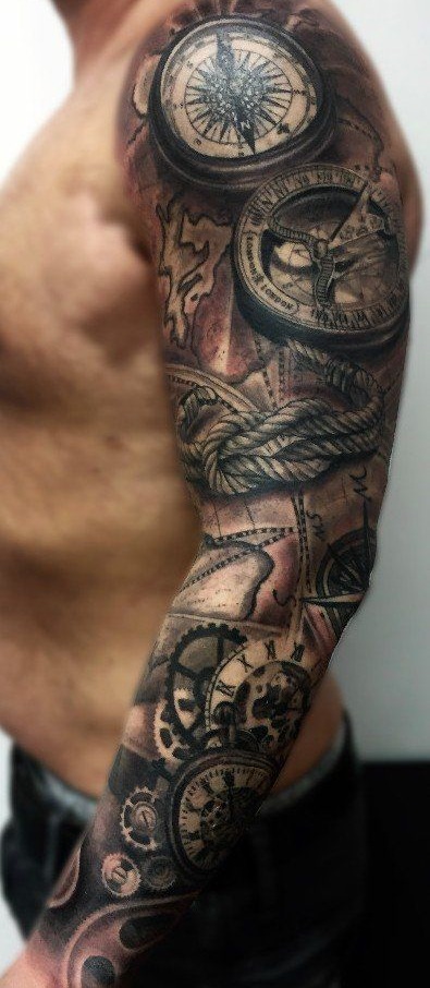 Tatouage Boussole Horloge (5)