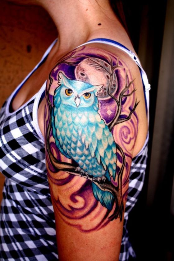 Tatouage Chouette Femme Coulour (1)