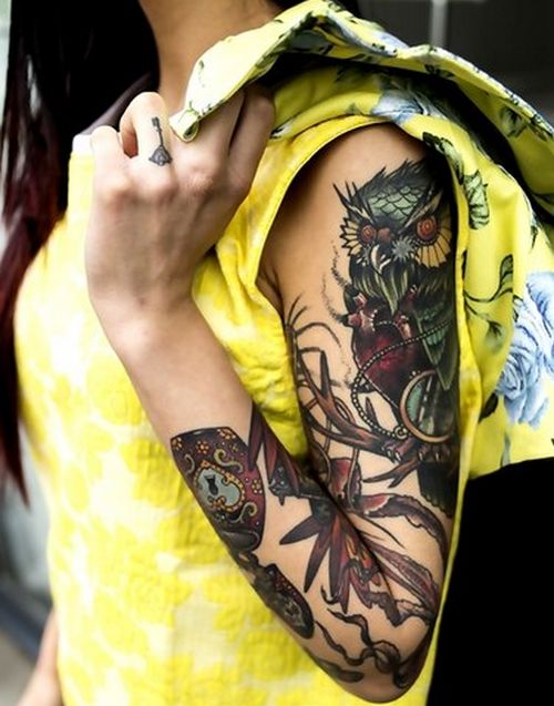 Tatouage Chouette Femme Coulour (16)