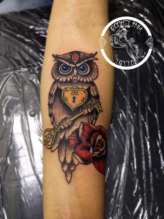 Tatouage Chouette Femme Coulour (3)