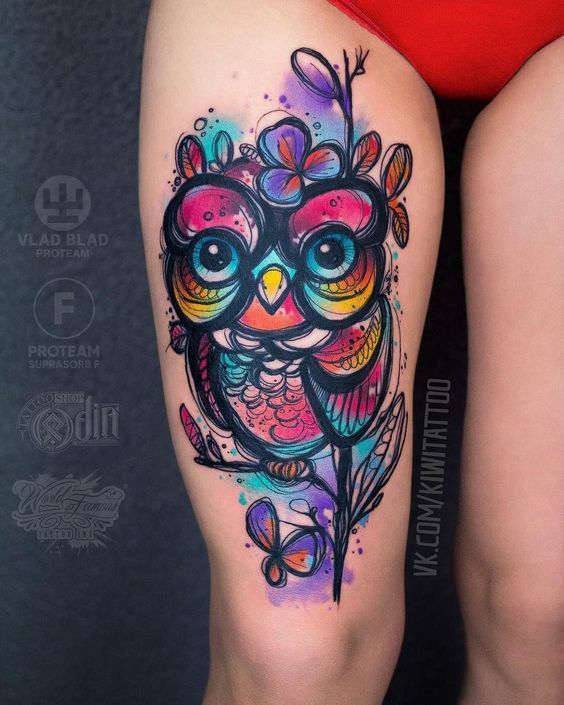 Tatouage Chouette Femme Coulour (8)