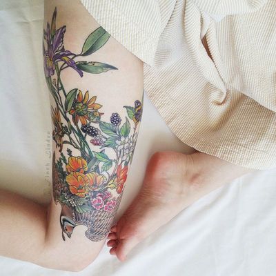 Tatouage Fleurs Jambes (1)