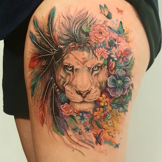 Tatouage Lion Femme (7)