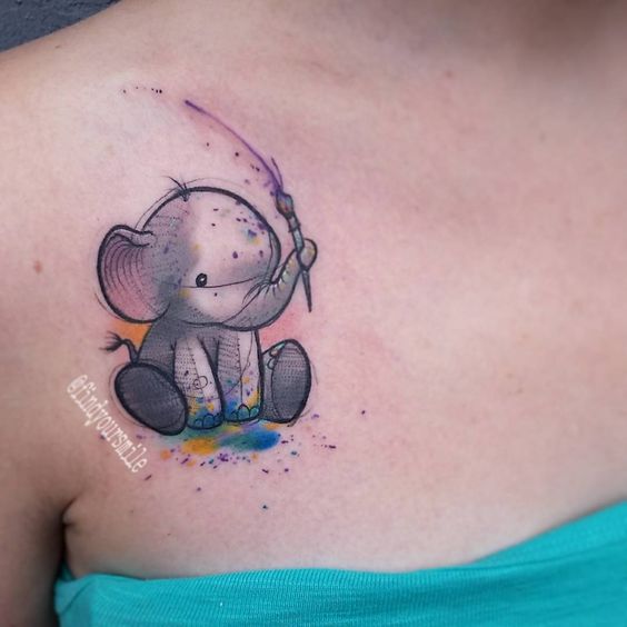 Tatouages Elephant Simple (10)