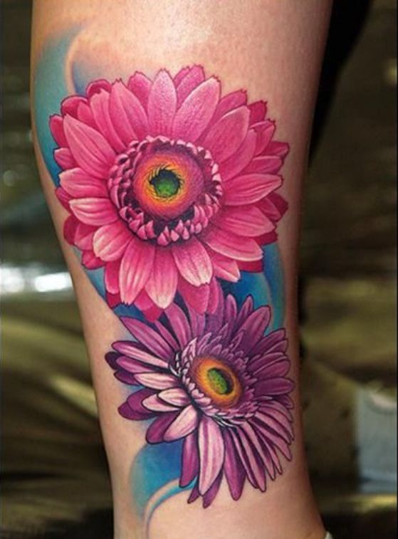 tatuaje de flores realistas