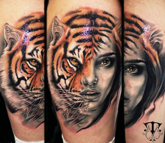 tigre humano realista tatuaje