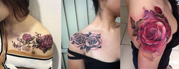Tatuajes rosas hombros