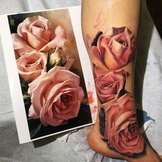 rosa en el pie tattoo