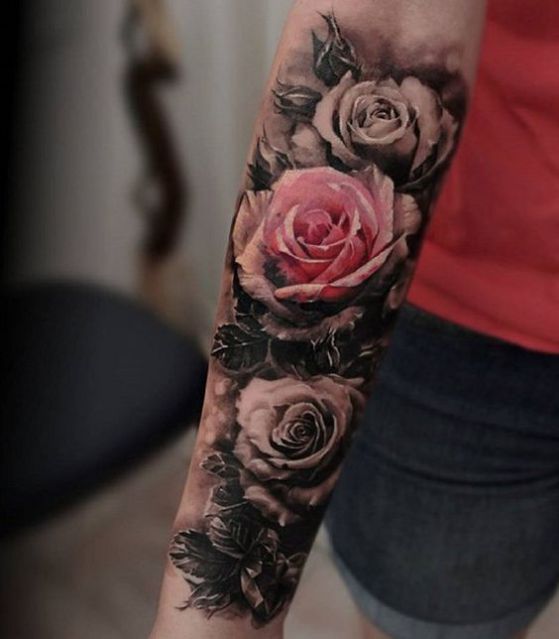 rosas en los antebrazos tattoo