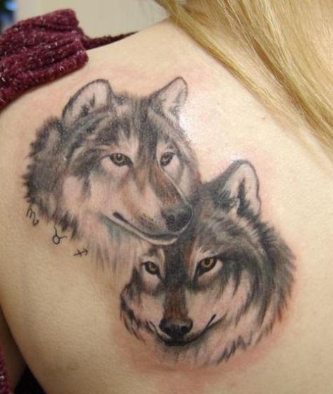 tatuaje de lobo para dos