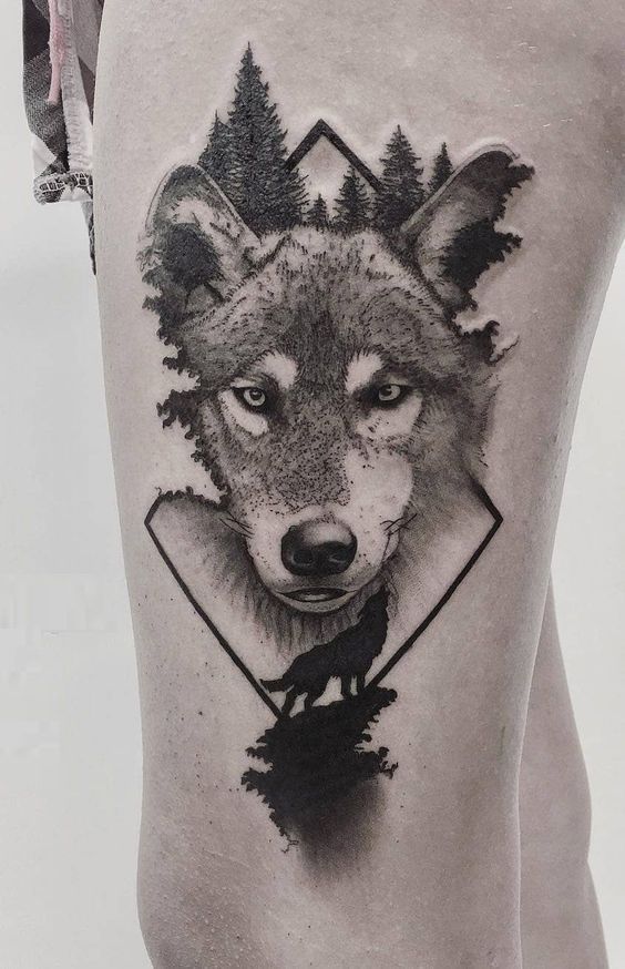 tatuaje de lobo indio