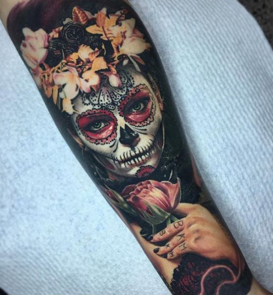 antebrazo tatauje calavera mexicana