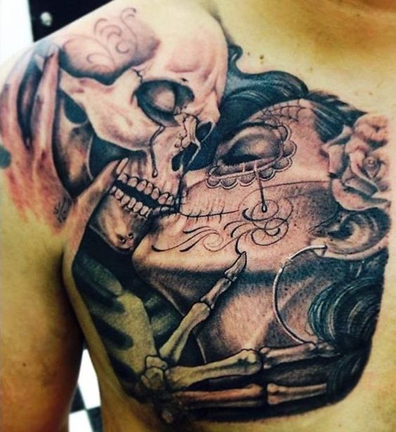 catrina y calavera tatuaje