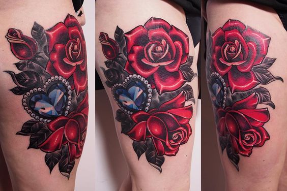 diamante y rosas tatuaje