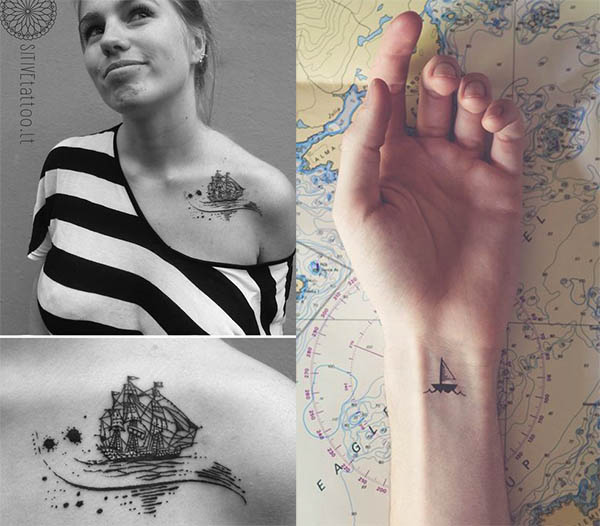 tatuajes de barcos para mujeres