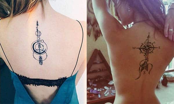 tatuajes de flechas en la espalda