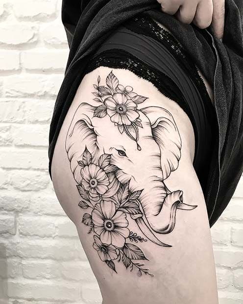 Elefantes Tatuaje Pierna