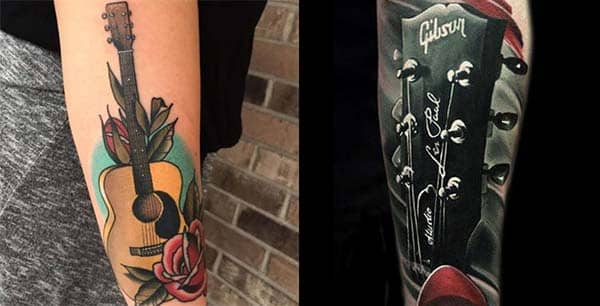 Tatuajes de guitarras eléctricas y acústicas amor por la música en la piel