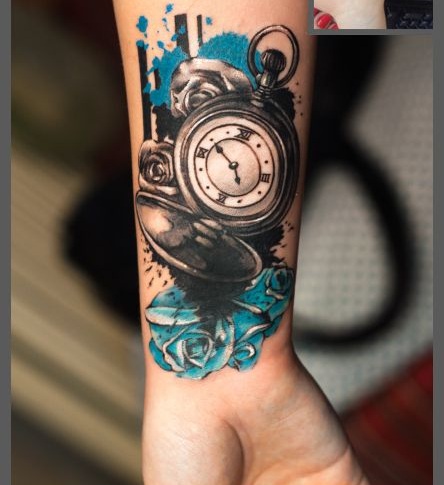 Tatuajes De Reloj Acuarela (10)