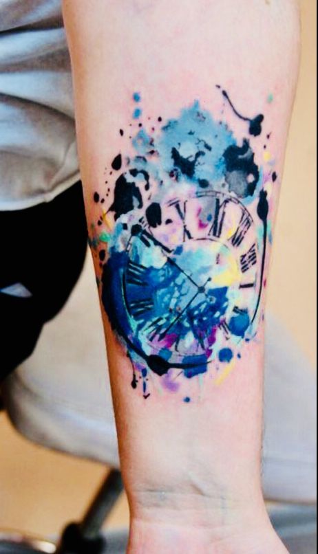 Tatuajes De Reloj Acuarela (4)