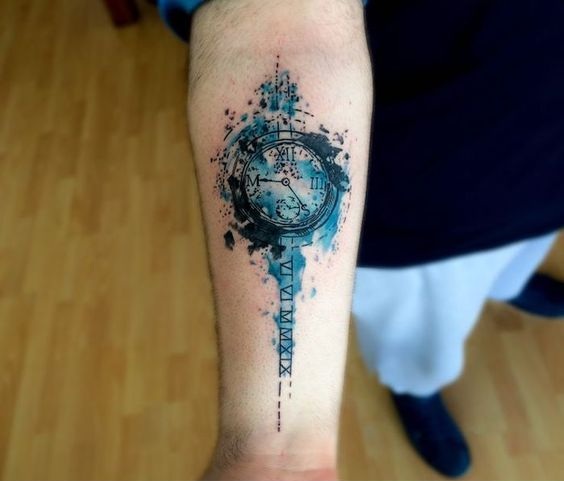 Tatuajes De Reloj Acuarela (5)