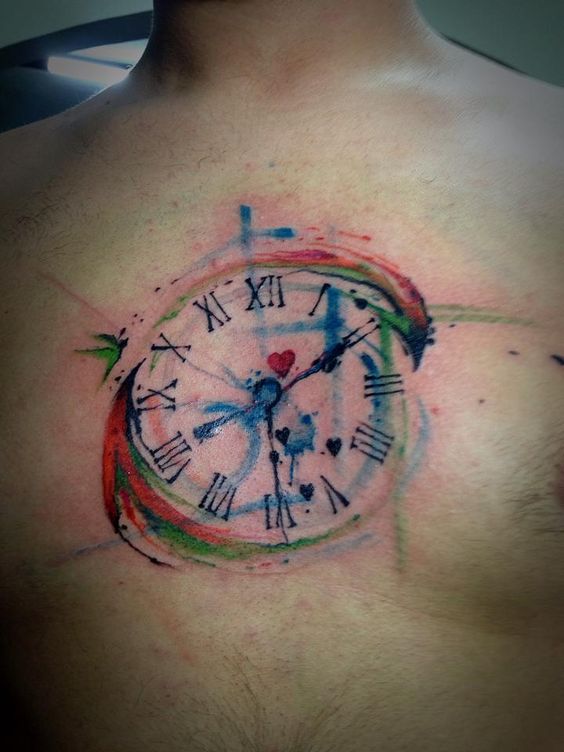 Tatuajes De Reloj Acuarela (6)