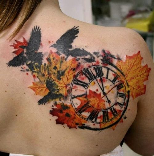 Tatuajes De Reloj Acuarela (8)