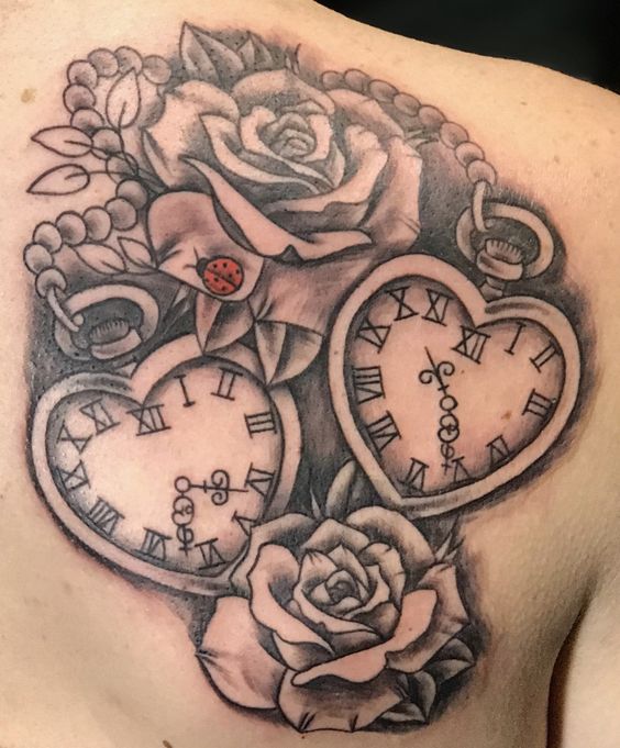 Tattos De Relojes Y Rosas (2)