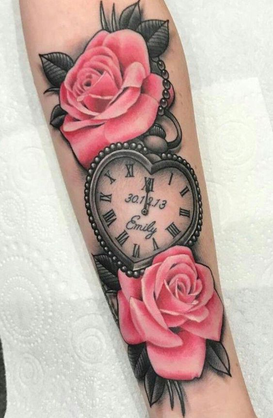 Tattos De Relojes Y Rosas (4)