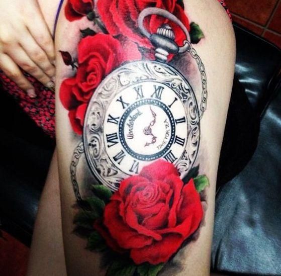 Tattos De Relojes Y Rosas (5)