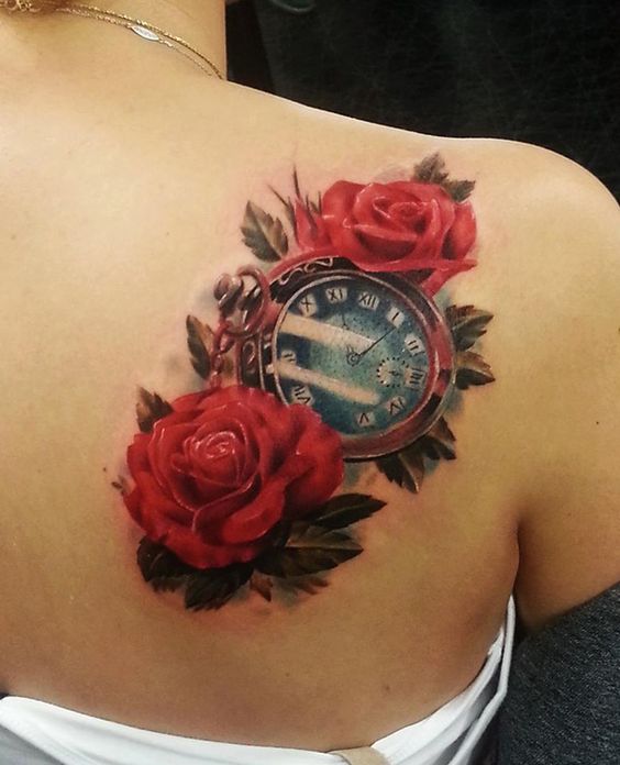 Tattos De Relojes Y Rosas (6)