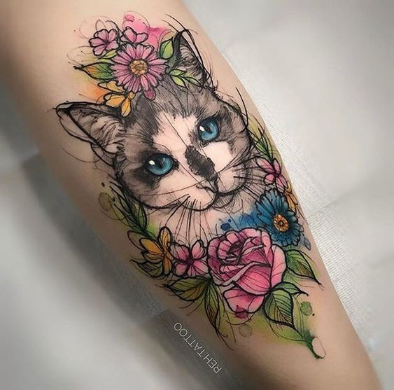 Tatouage Chat Coulour (7)