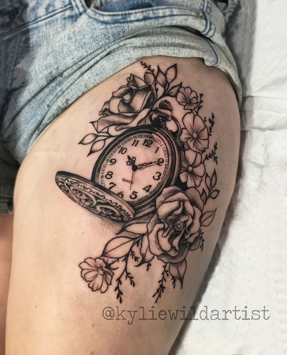 Tatouage Montre A Gousset Femme (1)